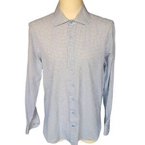 J.P. Tilford SZ 16 Men's Button Up Woven Shirt Blue White